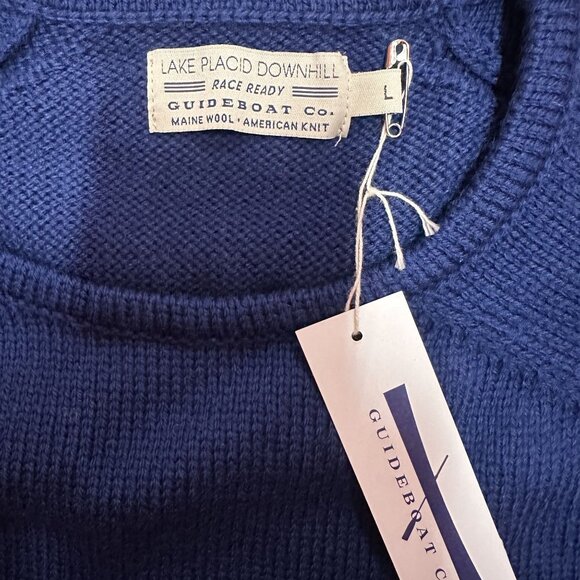 NWT Guideboat Co Lake Placid Downhill Navy Blue & White Sweater Men's Large L - Picture 2 of 8